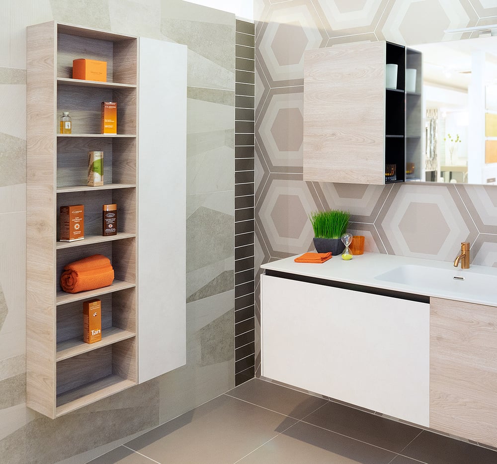 Urban Open Shelf and Closed Storage Cabinets | Hastings Bath Collection